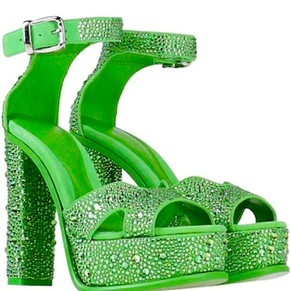 Alexander McQueen Crystal Platform sandals 135mm ! Stunning jade green !!
